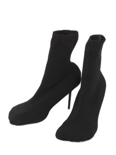 BALENCIAGA Women's Black Ankle Boots with Slim Heel and Sock-Like Upper