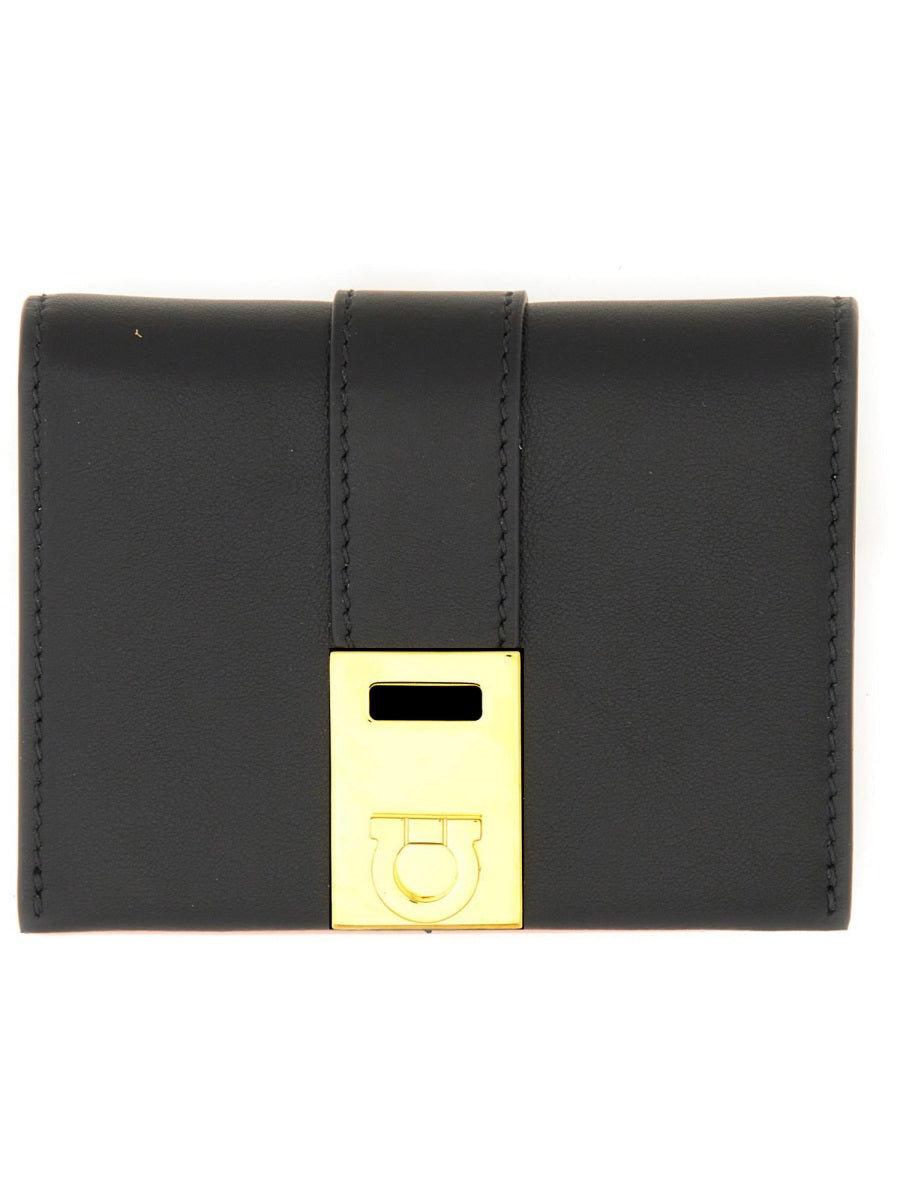 FERRAGAMO Bi-Color Mini Wallet in Luxurious Leather