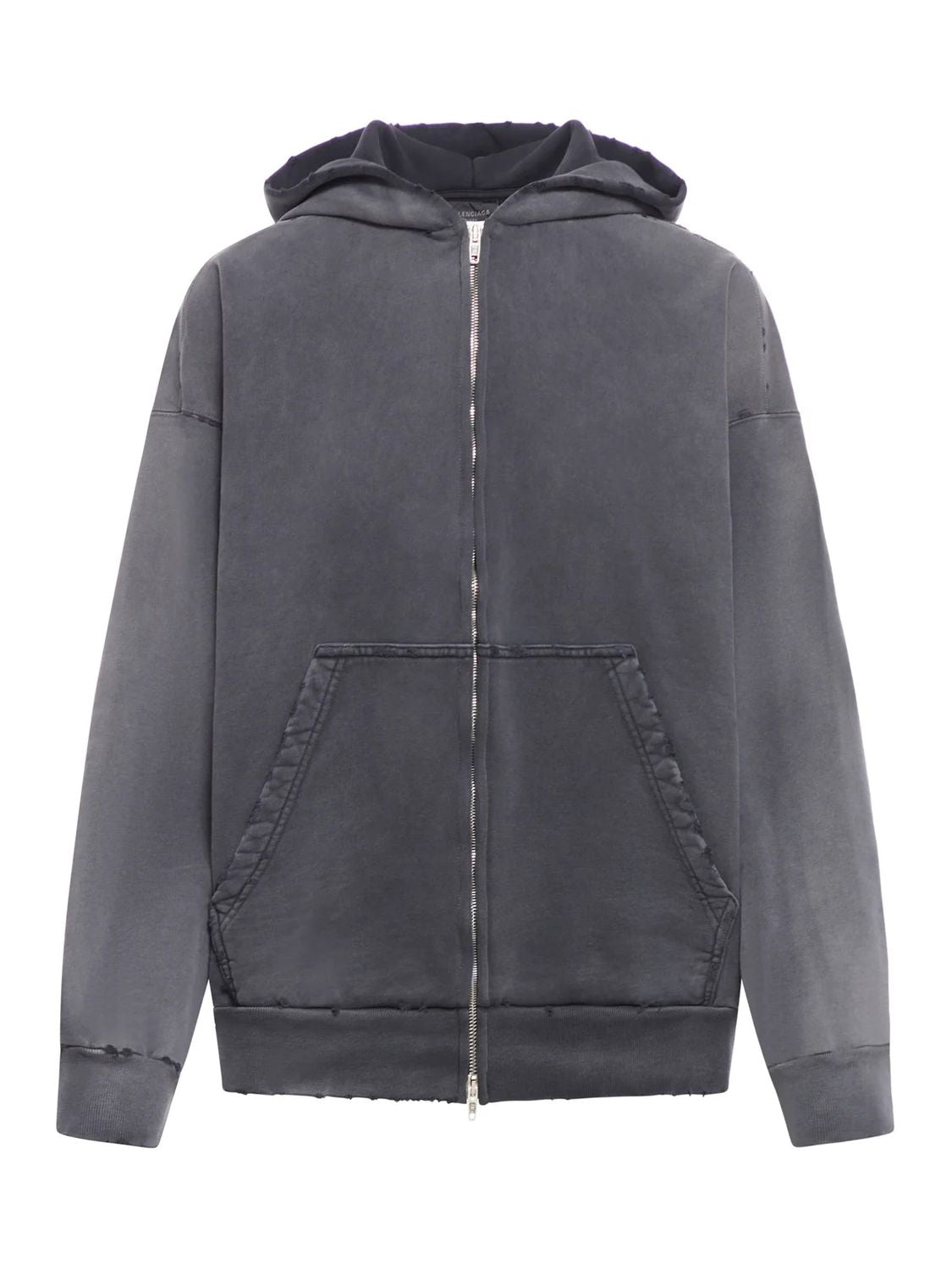 BALENCIAGA Men's Zip-Up Hoodie for FW24 in Washed Black