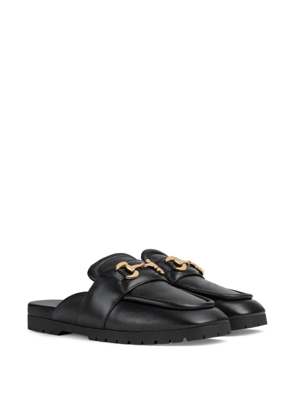 GUCCI Signature Black Leather Men's Slippers for SS24