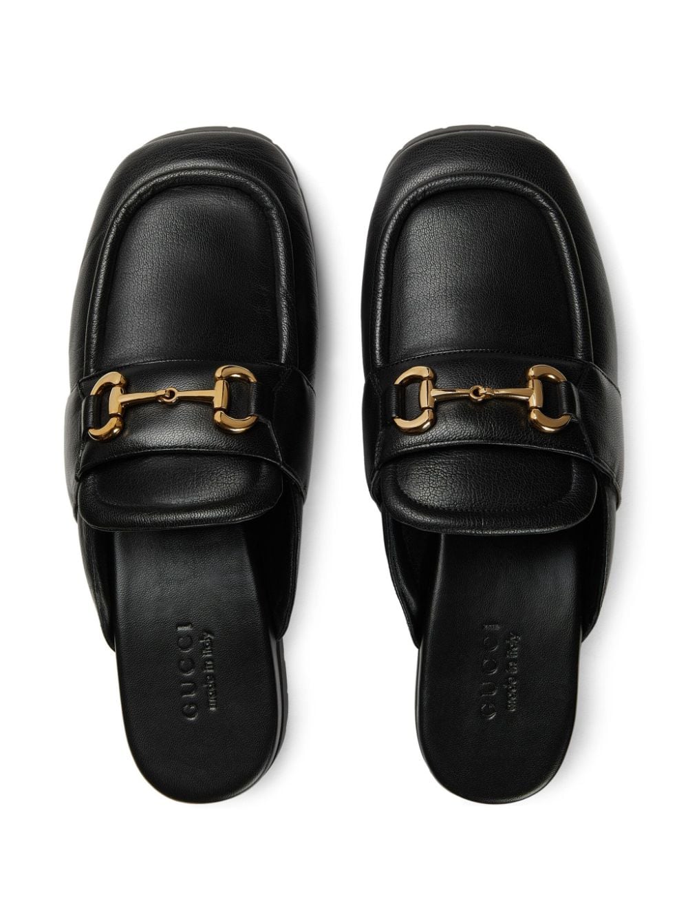 GUCCI Signature Black Leather Men's Slippers for SS24