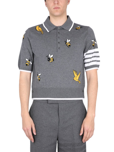 THOM BROWNE Classic Polo with Birds & Bees Print - SS23