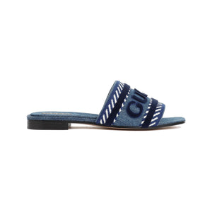 GUCCI Denim Square Toe Slide Sandals for Women, Velvet Effect Print - SS24