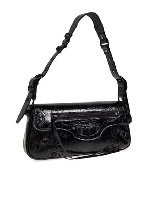 BALENCIAGA Elegant Mini Sling Handbag in Black Calf Leather - W:29CM H:12CM D:4CM