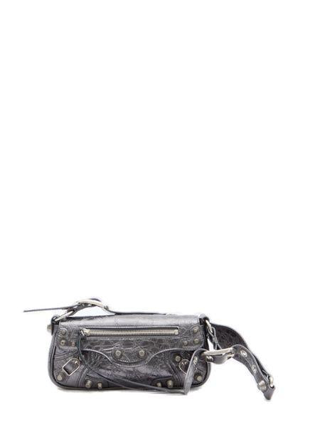 BALENCIAGA Dark Grey Textured Calfskin Sling Handbag for Women