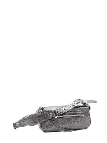 BALENCIAGA Dark Grey Textured Calfskin Sling Handbag for Women