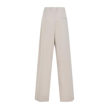 BOTTEGA VENETA Tan Silk and Cotton Trousers for Women in SS24 Season