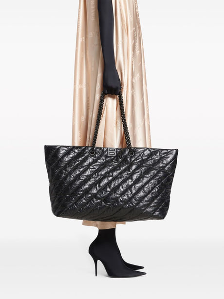 BALENCIAGA Quilted Crushed Calf BG Tote Bag - Black