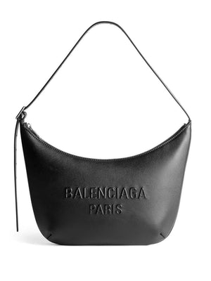 BALENCIAGA Women's Soft Black Calfskin Shoulder Bag with Antique Silver Hardware
