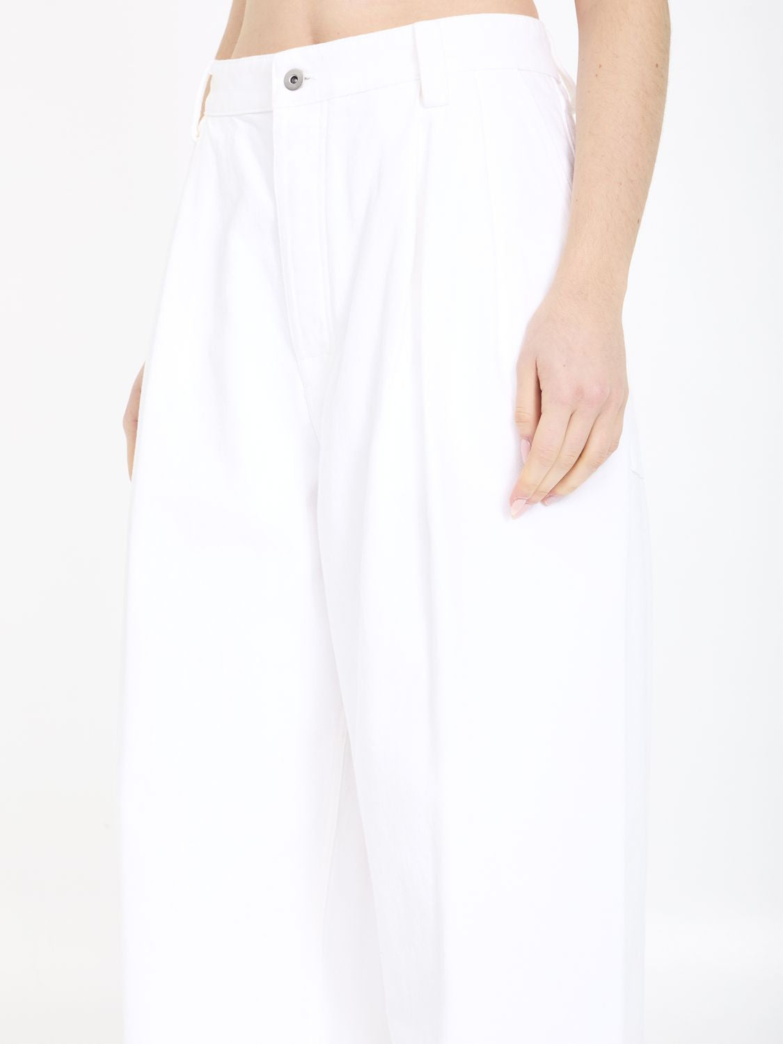 BOTTEGA VENETA White Cotton Trousers for Women - SS24 Collection