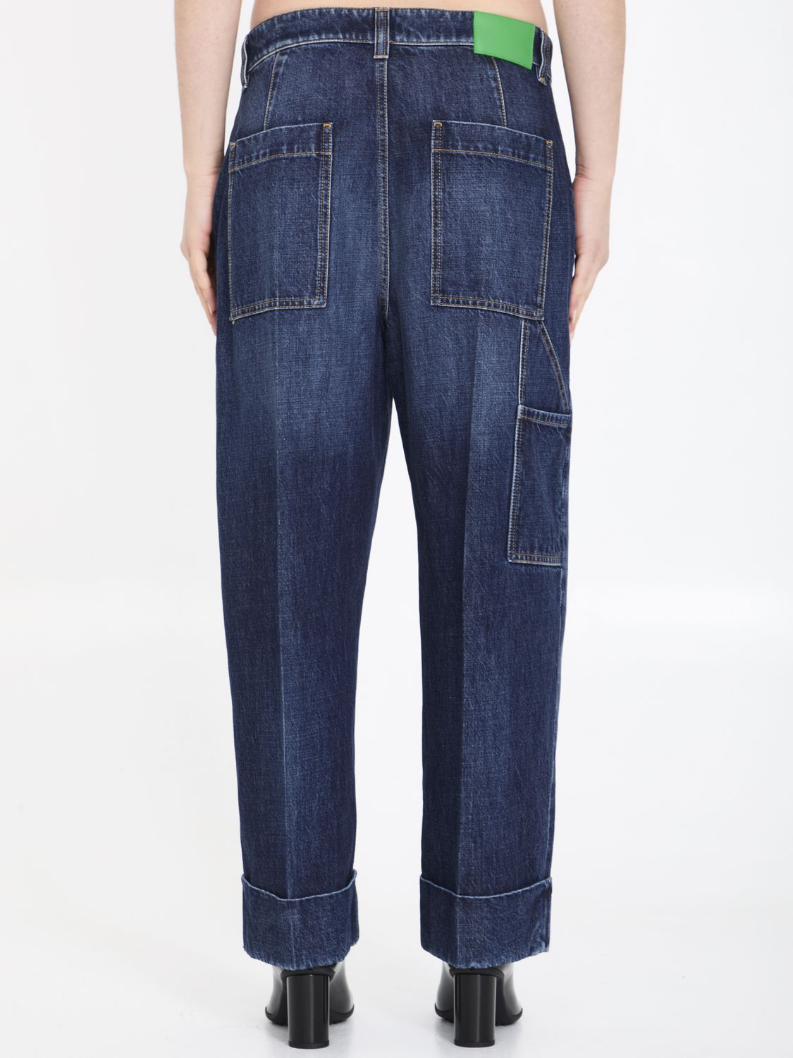 Quần jeans cargo màu xanh nhạt cho phụ nữ