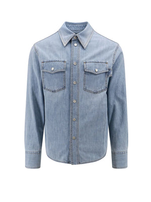 Men's Blue Cotton Shirt for SS24 by Bottega Veneta