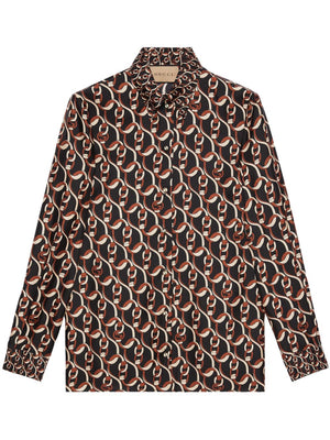 GUCCI Effortlessly Sophisticated Silk Shirt with G Chain Motif for Women