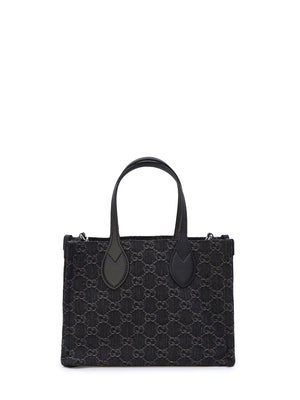 GUCCI Ophidia GG Black and Grey Denim Shopping Bag for Women