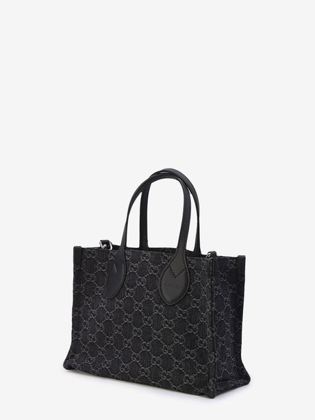 GUCCI Ophidia GG Black and Grey Denim Shopping Bag for Women