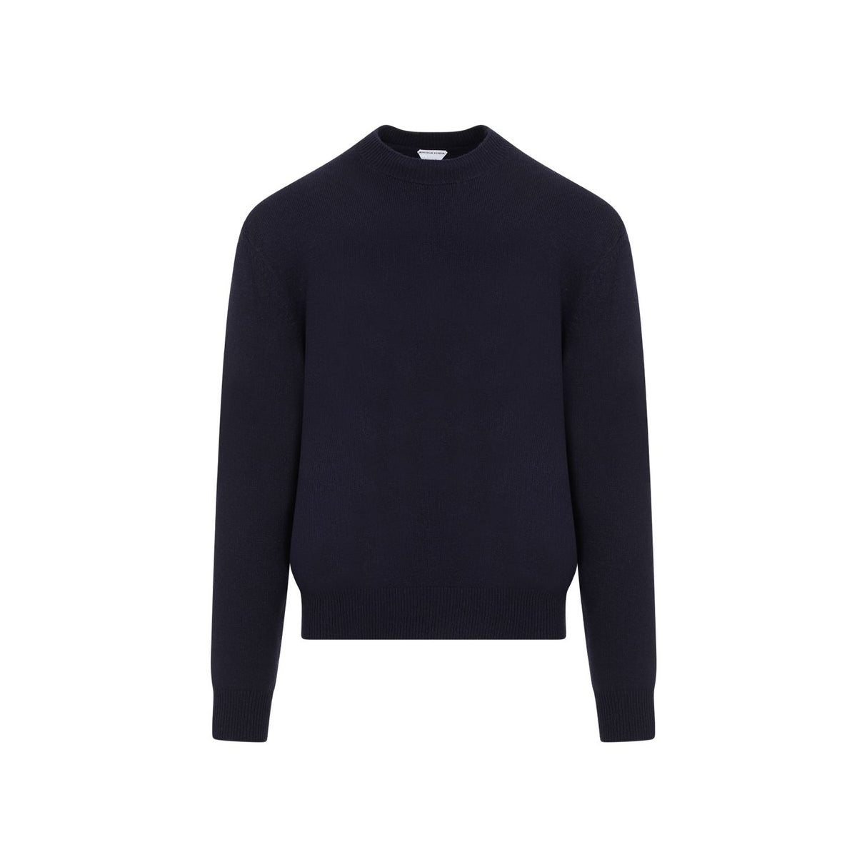 BOTTEGA VENETA Men's Cashmere Crewneck Jumper in Grey with Leather Patches and Intricate Elbow Design