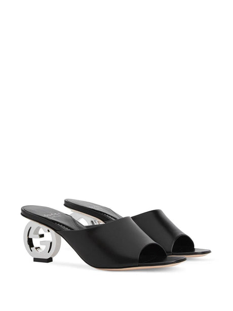 GUCCI Women's Black Leather Sandals - SS24 Collection