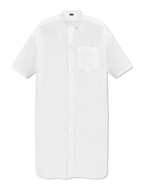 BALENCIAGA White Collared Short Sleeve Shirt Dress for Women - Spring/Summer 2024