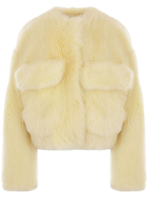 BOTTEGA VENETA Toscana Crop Jacket in Shearling - Yellow