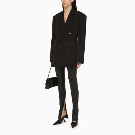 BALENCIAGA Stylish Black Double-Breasted Wool Jacket for Women