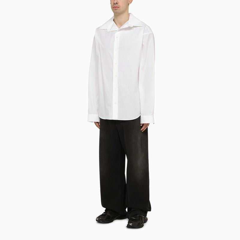 BALENCIAGA Oversized White Cotton Poplin Shirt for Men