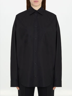 BALENCIAGA Oversized Cotton Shirt with Crystal Logo