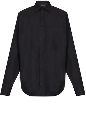 BALENCIAGA Oversized Cotton Shirt with Crystal Logo