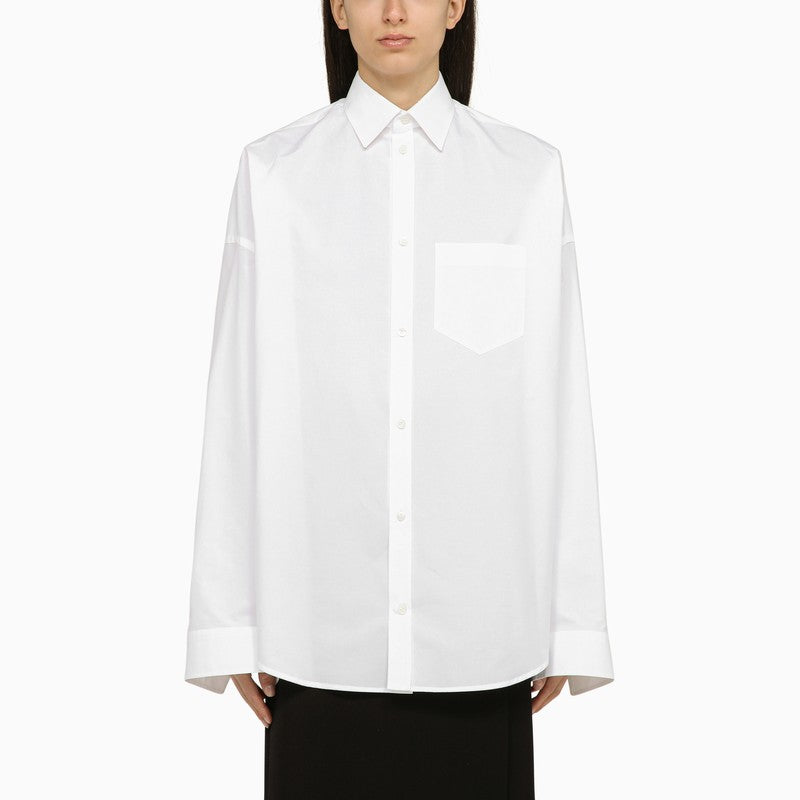 BALENCIAGA Oversized Cotton Shirt with Crystal Logo