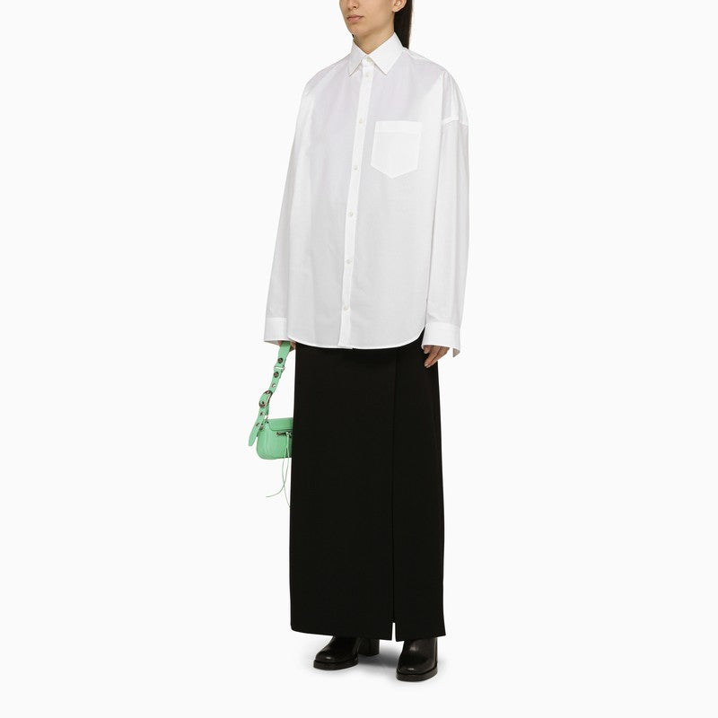 BALENCIAGA Oversized Cotton Shirt with Crystal Logo