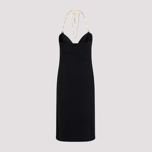 BOTTEGA VENETA Stretch Viscose Dress with Chain Detail for Women - Black