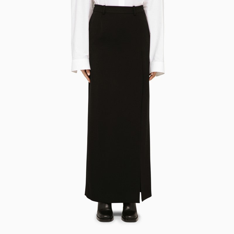 BALENCIAGA Classic Black Wool Long Skirt for Women - SS24 Collection