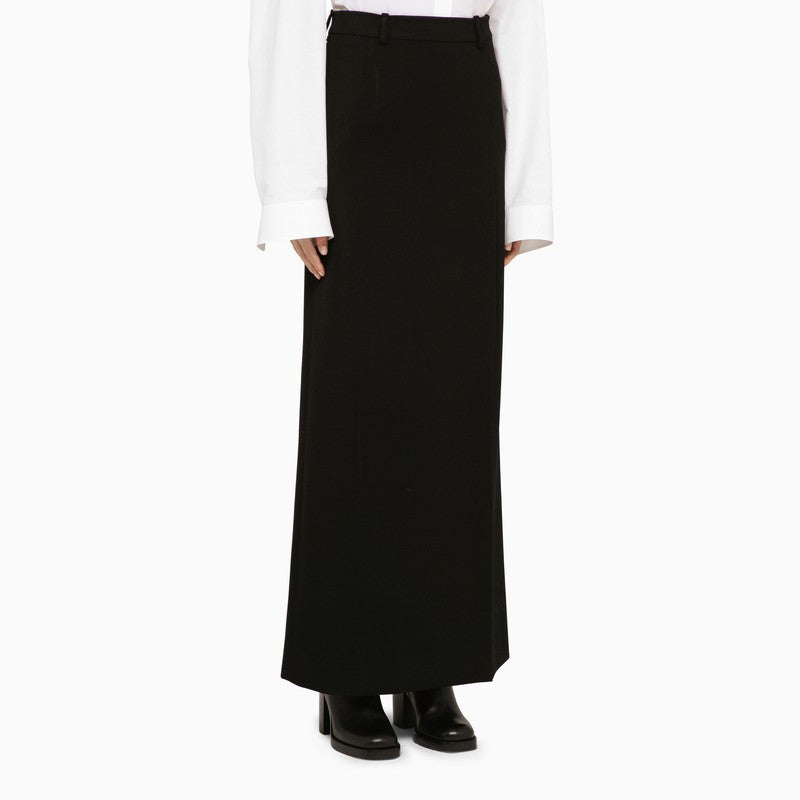 BALENCIAGA Classic Black Wool Long Skirt for Women - SS24 Collection