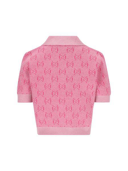 GUCCI Pink Wool Jacquard Polo Shirt for Women | SS24 Collection