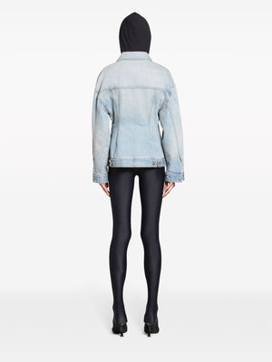 BALENCIAGA Women's Denim Jacket for 24SS Season - Light Indigo and Madder