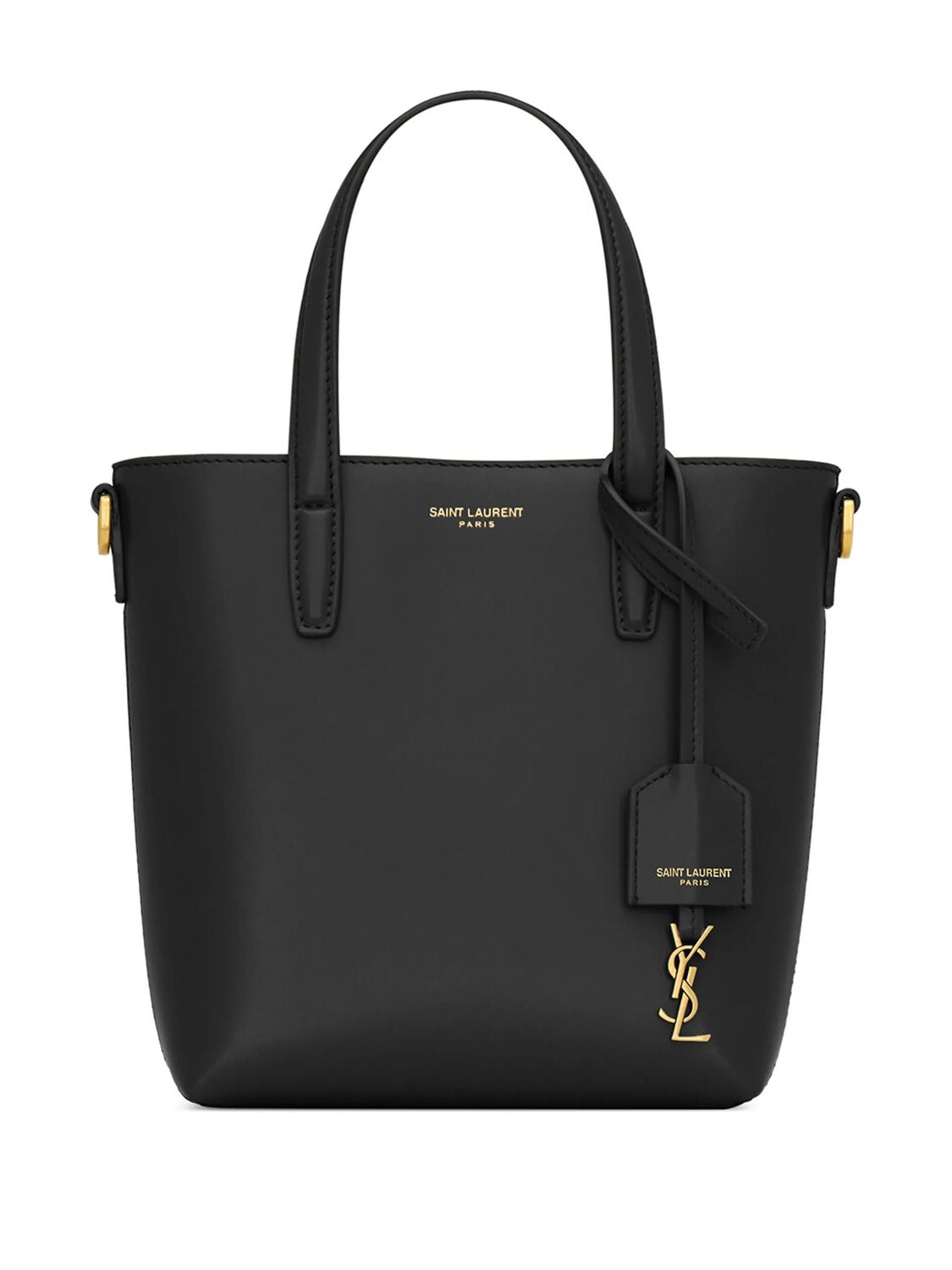 SAINT LAURENT Túi Xách Mini Da Cừu Màu Kem Có Móc Khóa Cassandre Và Quai Đeo, Kích Thước 18x17x8cm