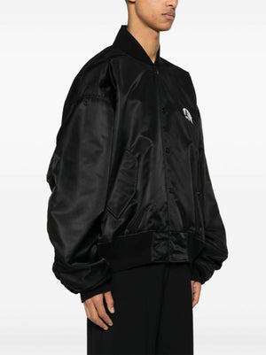 BALENCIAGA Men's Black Nylon Bomber Jacket for SS24