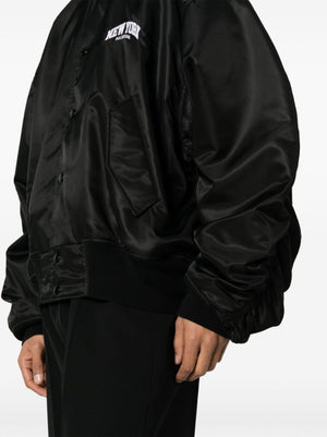 BALENCIAGA Men's Black Nylon Bomber Jacket for SS24