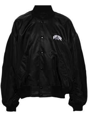 BALENCIAGA Men's Black Nylon Bomber Jacket for SS24