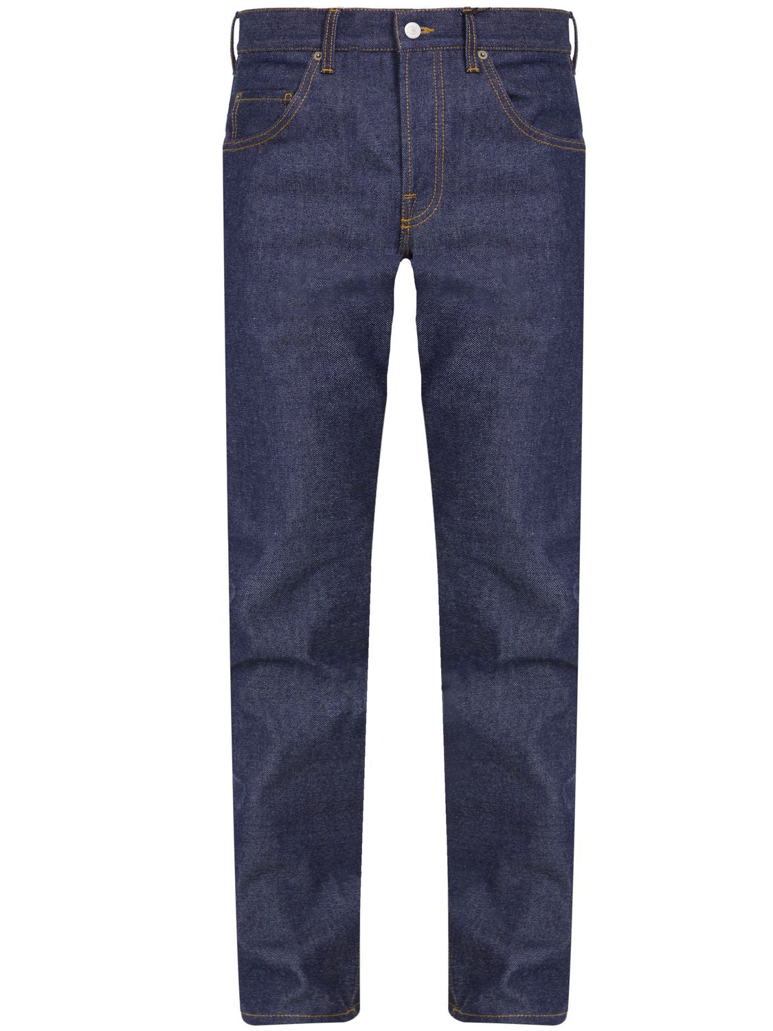 GUCCI Washed Blue Denim Jeans with Horsebit Embossed Leather Label