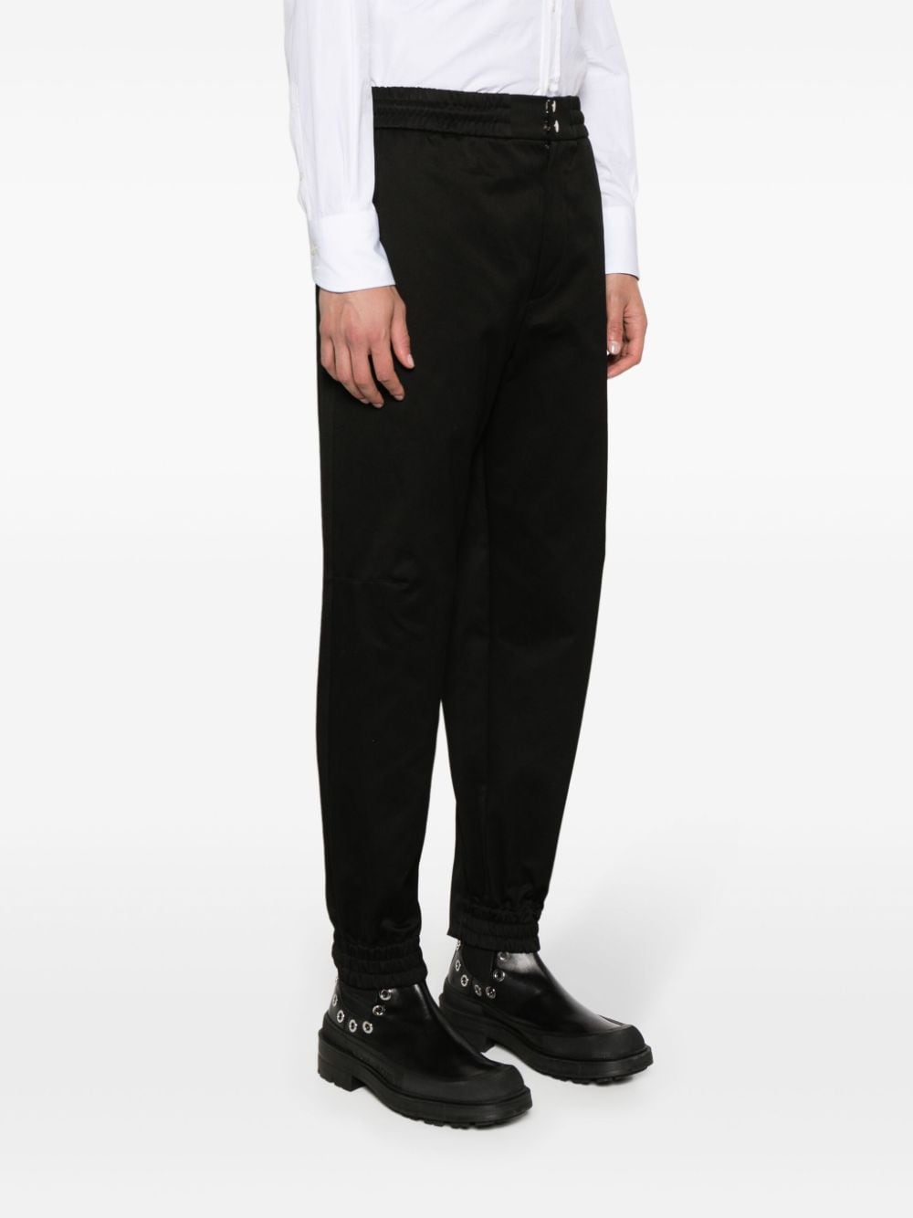 ALEXANDER MCQUEEN Men's Black Twill Weave Cotton Trousers for SS24