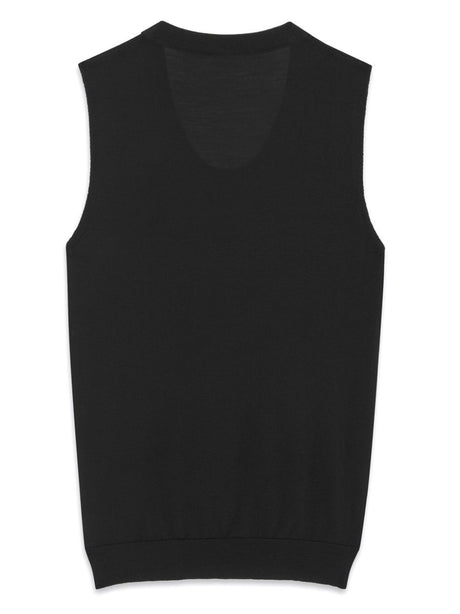 SAINT LAURENT Black 100% Wool Tank Top for Women