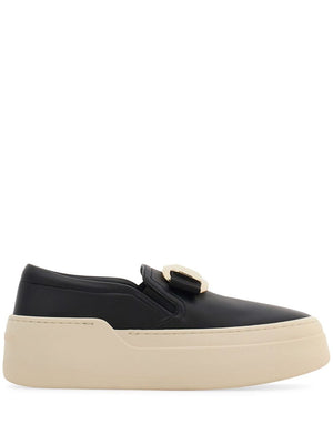 FERRAGAMO Lambskin Slip-On with Signature Bow Detail