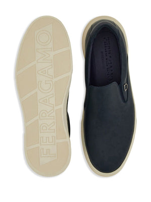 FERRAGAMO Men's Premium Leather Slip-Ons