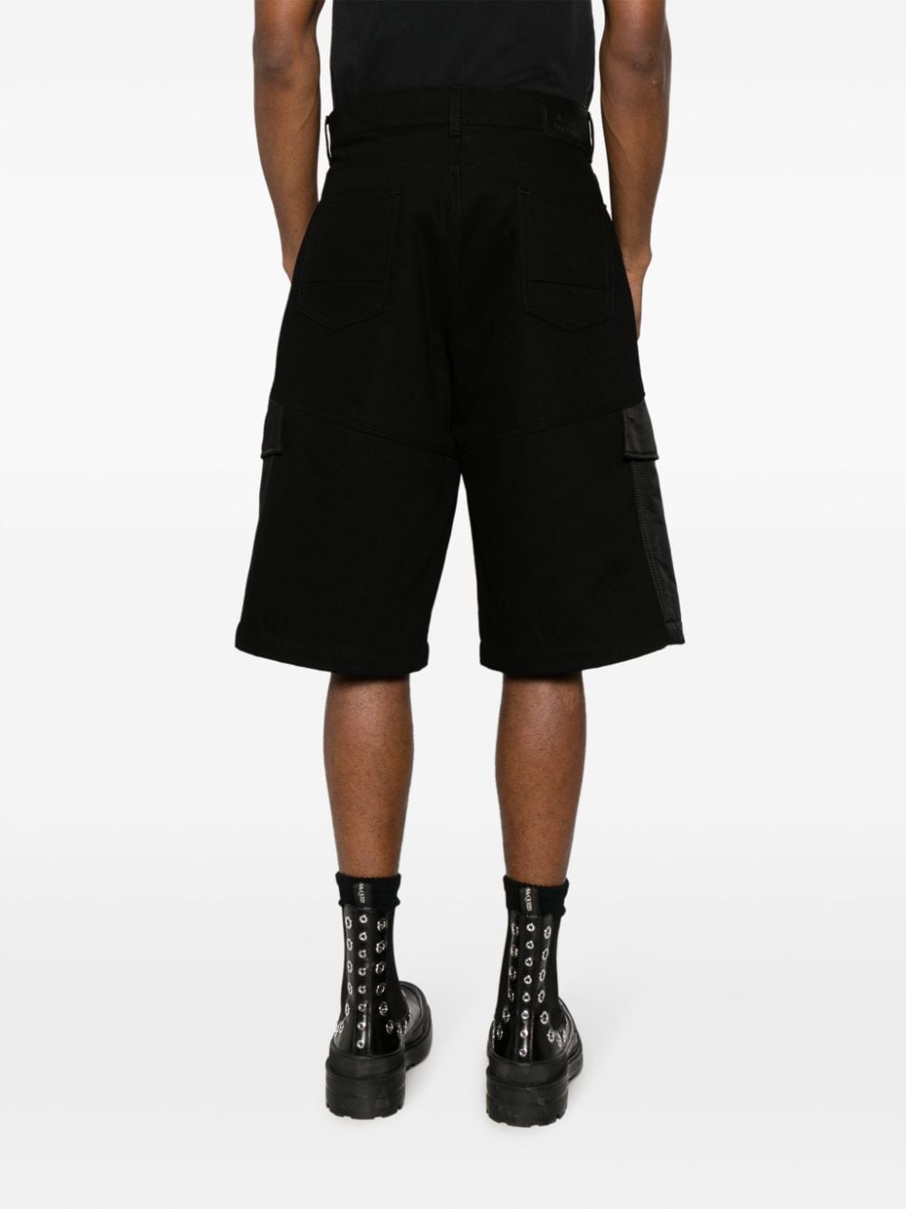 ALEXANDER MCQUEEN Men's Black Hybrid Denim Cargo Shorts for SS24