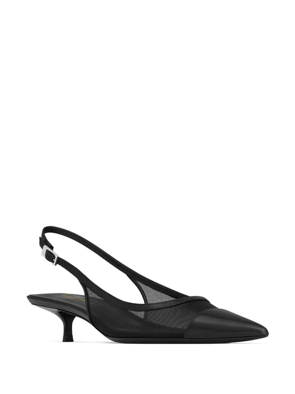 SAINT LAURENT Sophisticated Black Mesh and Leather Pumps for Women | SS24 Collection