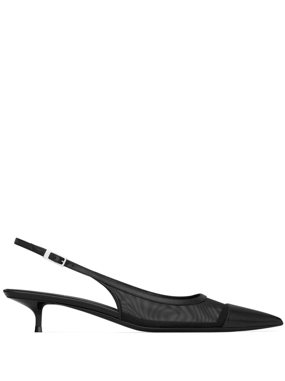 SAINT LAURENT Black Oxalis Slingback Pumps for Women - SS24 Collection