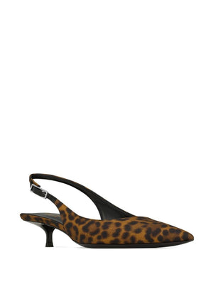 SAINT LAURENT Cherish 35mm Leopard Print Sandals for Women in Brown