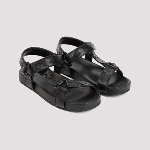 BOTTEGA VENETA Modern Black Intrecciato Slingback Sandals for Men
