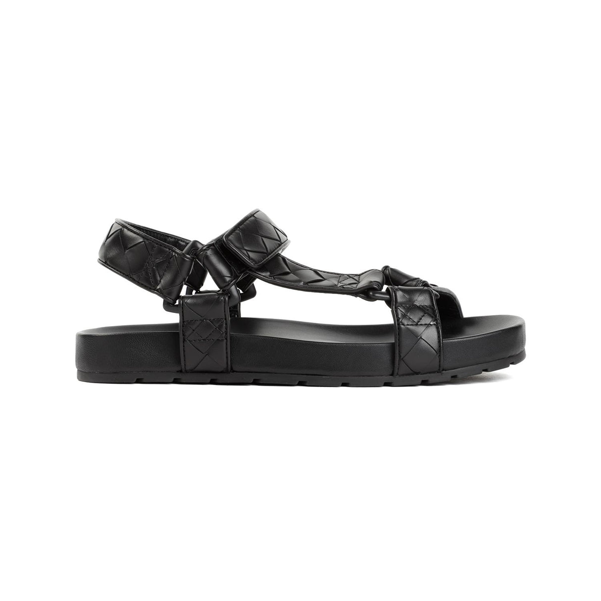 BOTTEGA VENETA Modern Black Intrecciato Slingback Sandals for Men