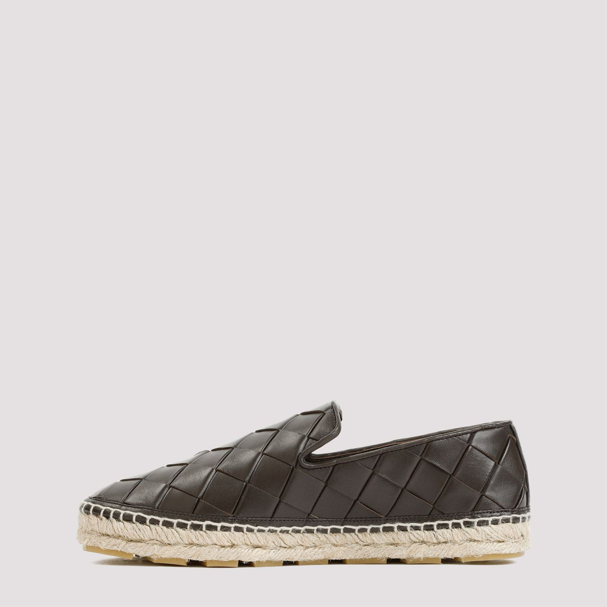 BOTTEGA VENETA Brown Leather Espadrilles for Women with 100% Calf Leather, Jute, and Rubber